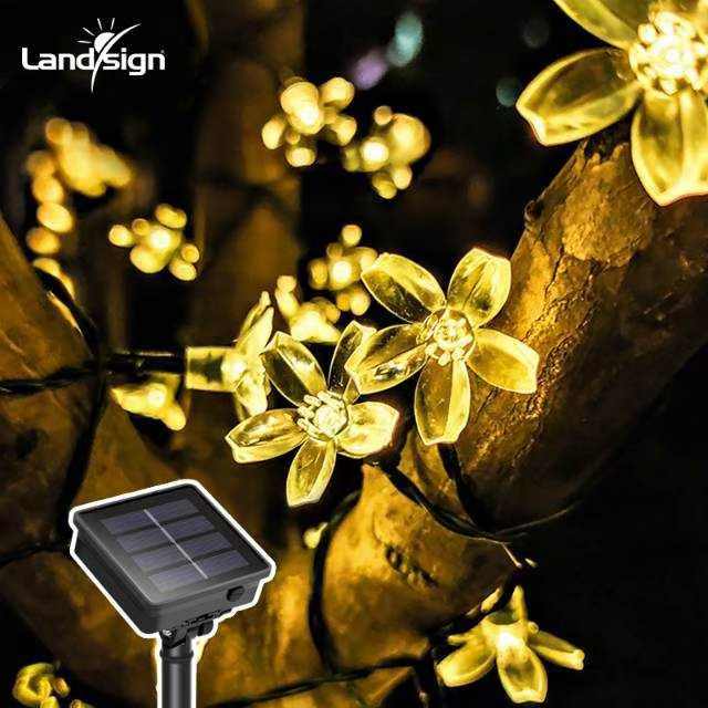 Lampu Taman Rentetan Bunga Sakura LED Solar